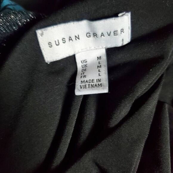 Susan Graver Black Cold Shoulder Tiered Ruffle Tunic Top Size M - Picture 4 of 6